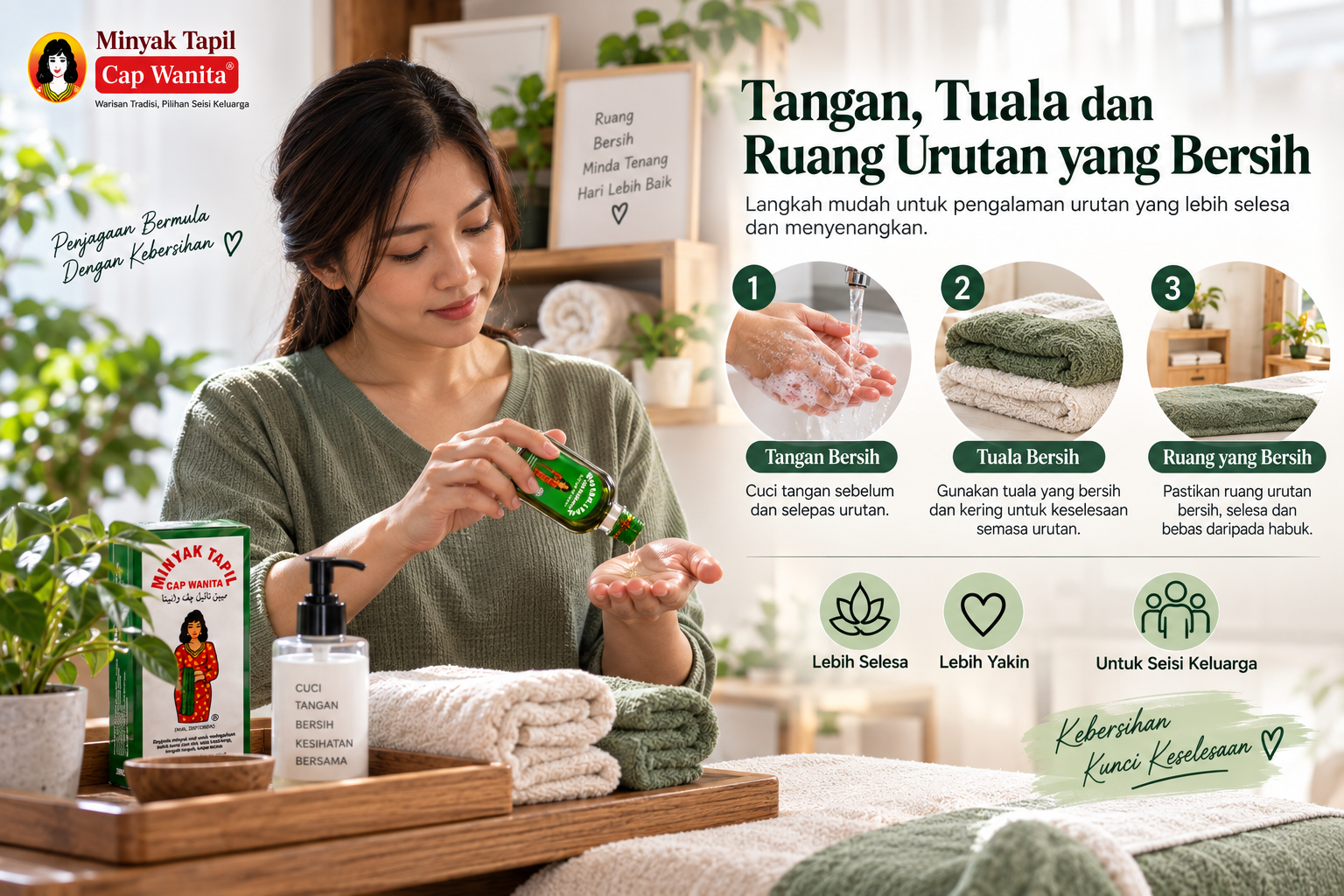 clean, hands, towels, massage, space, Minyak Tapil Cap Wanita