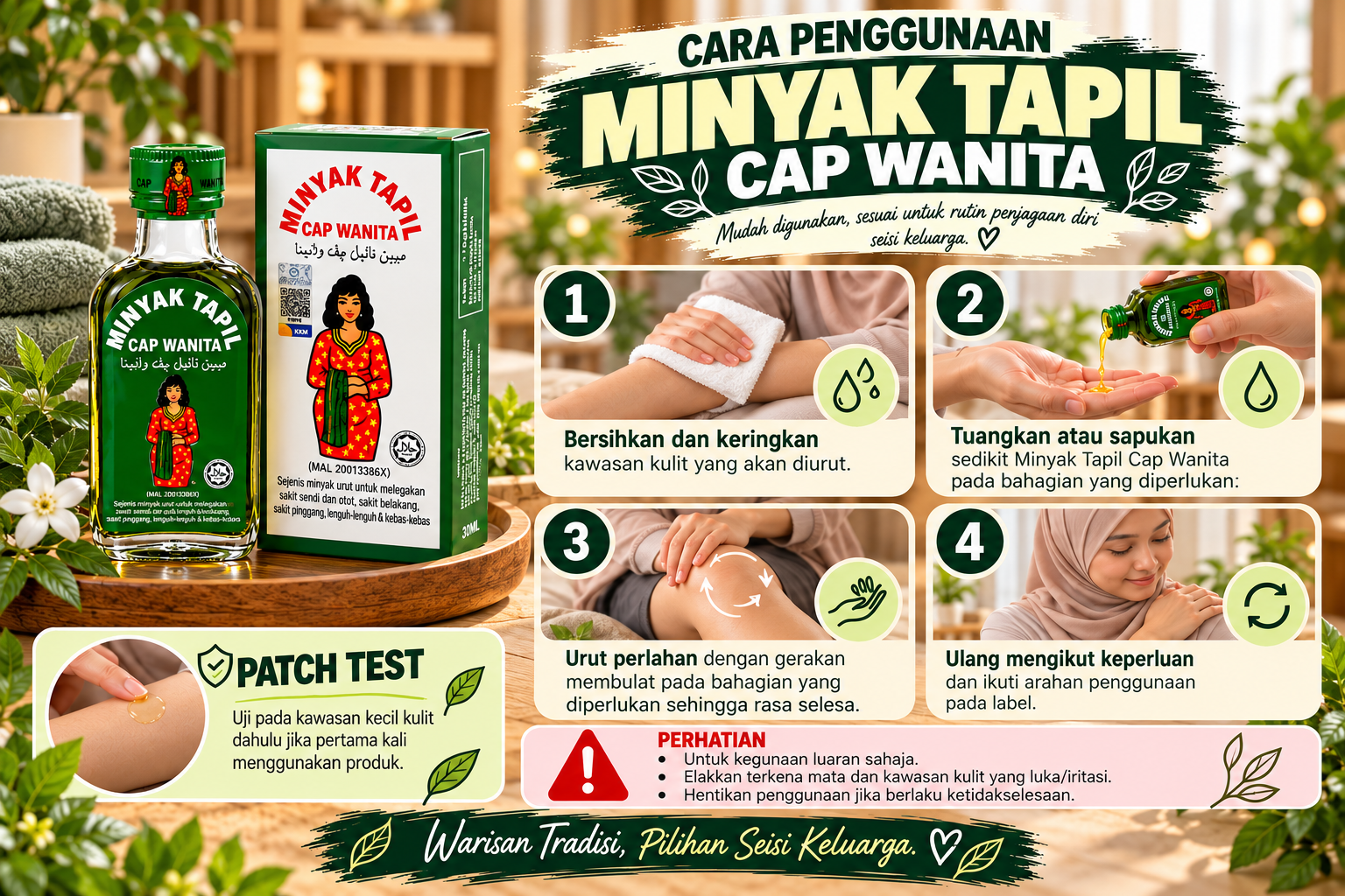 Cara Penggunaan Minyak Tapil Cap Wanita