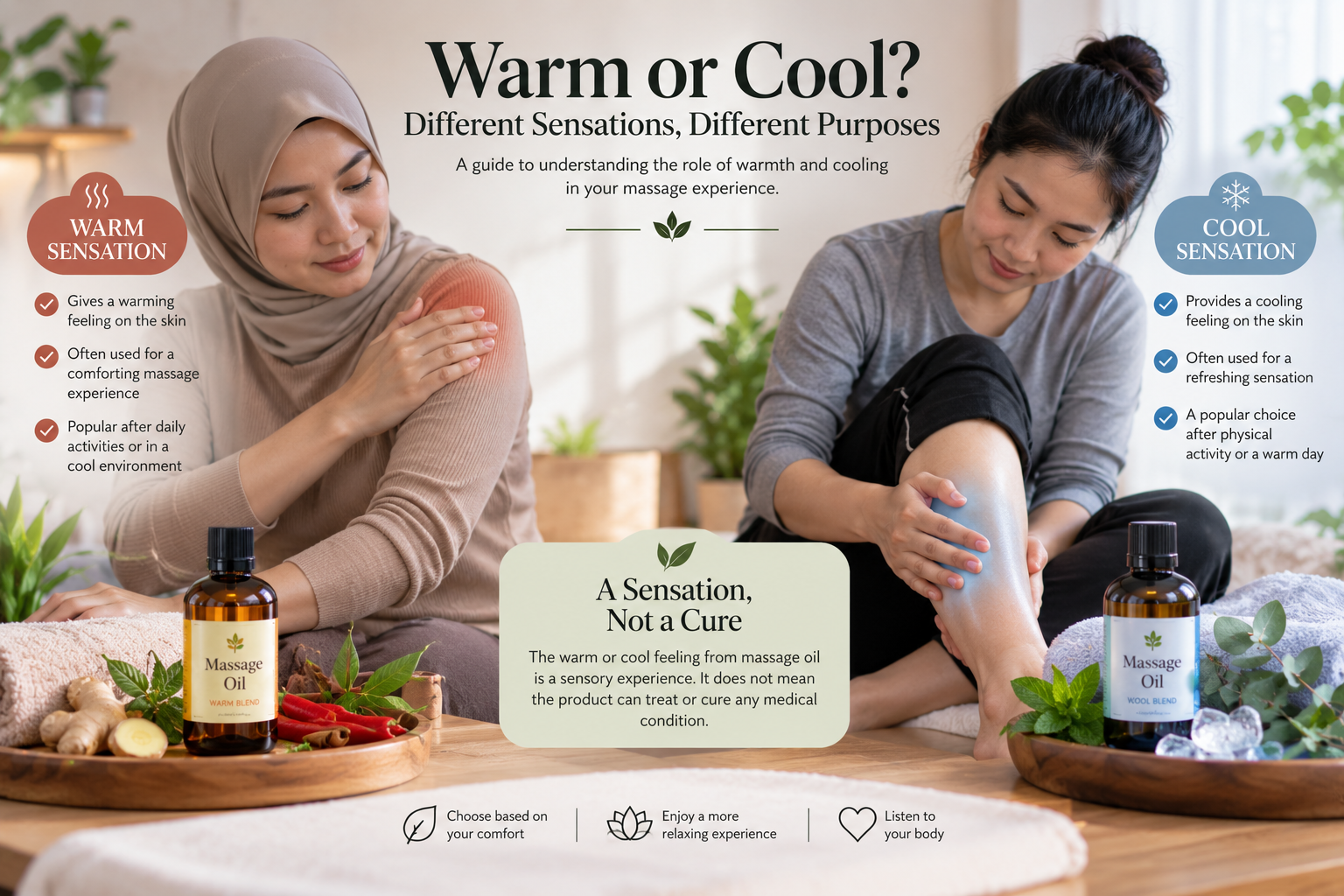 sensasi, panas, sejuk, tidak, sama, Minyak Tapil Cap Wanita