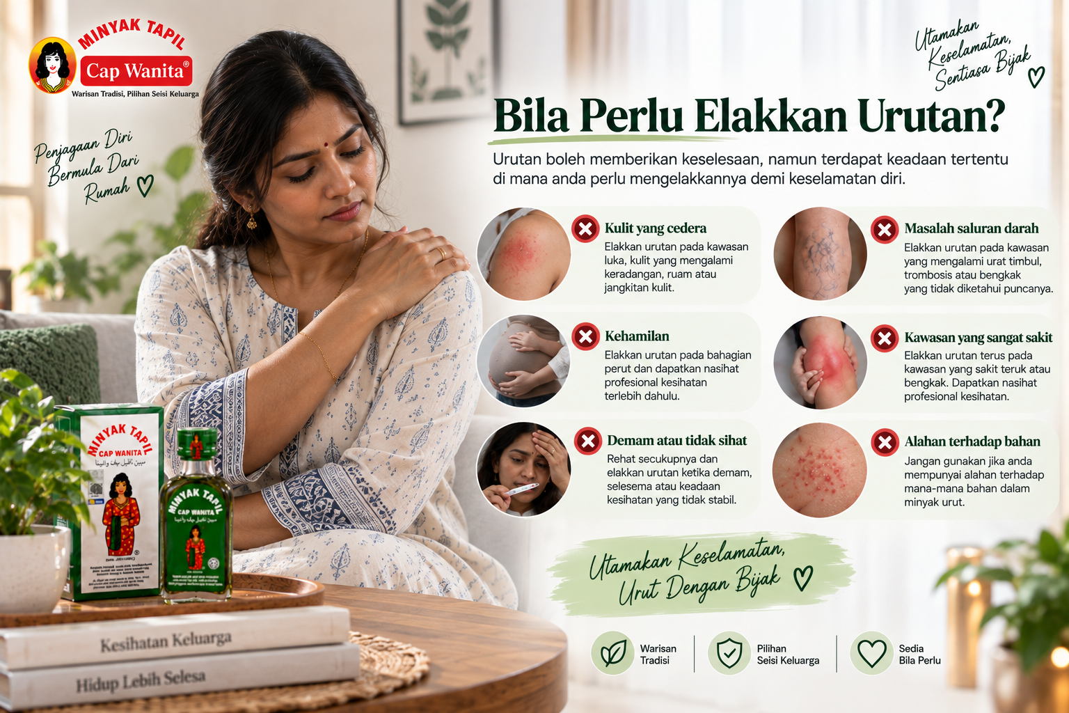 massage, avoided, Minyak Tapil Cap Wanita